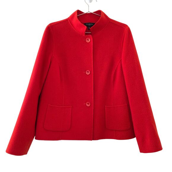 Talbots Red Wool Blend Jacket Women Size 14P Button Front Coat - Picture 1 of 10